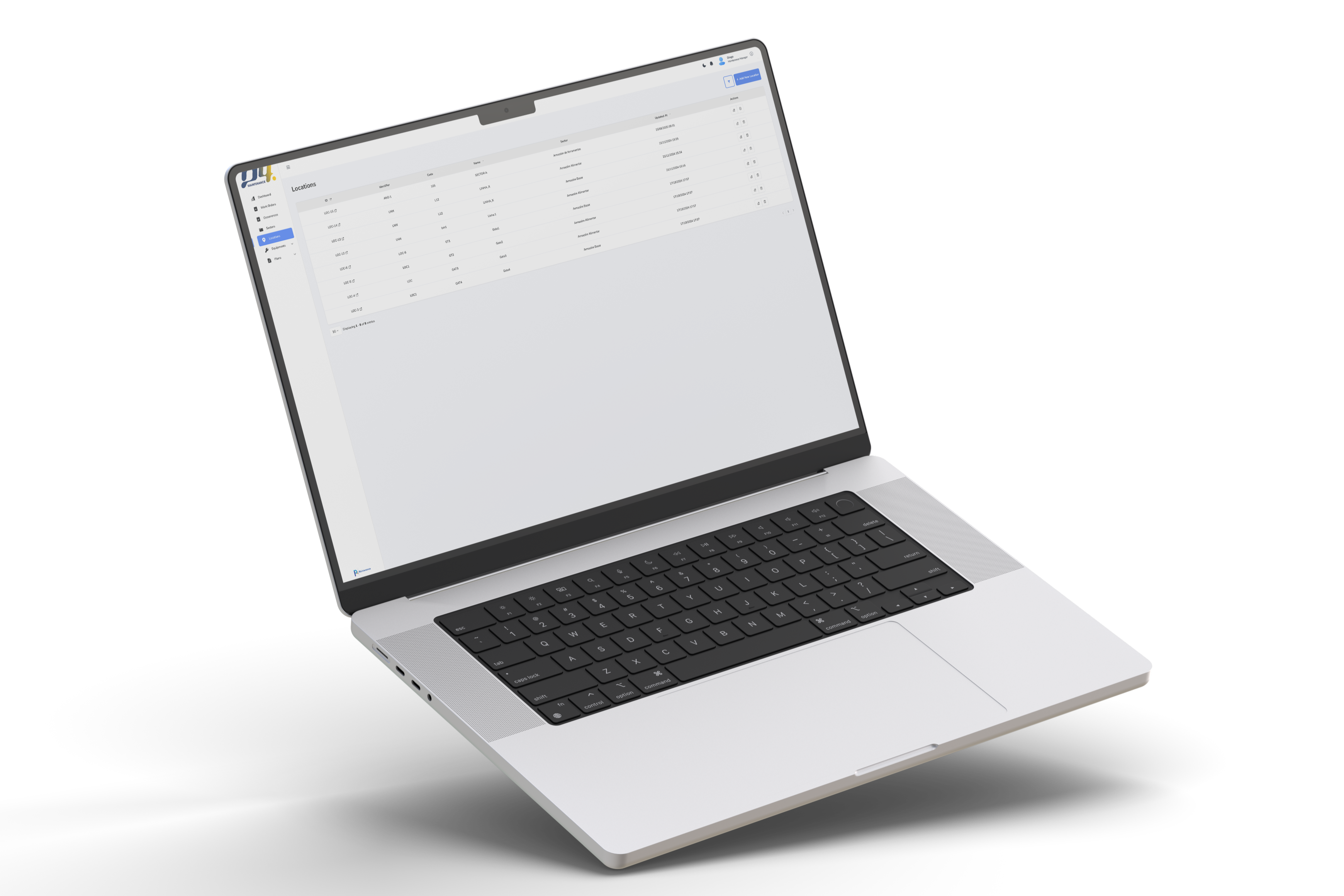 Location page on a Laptop